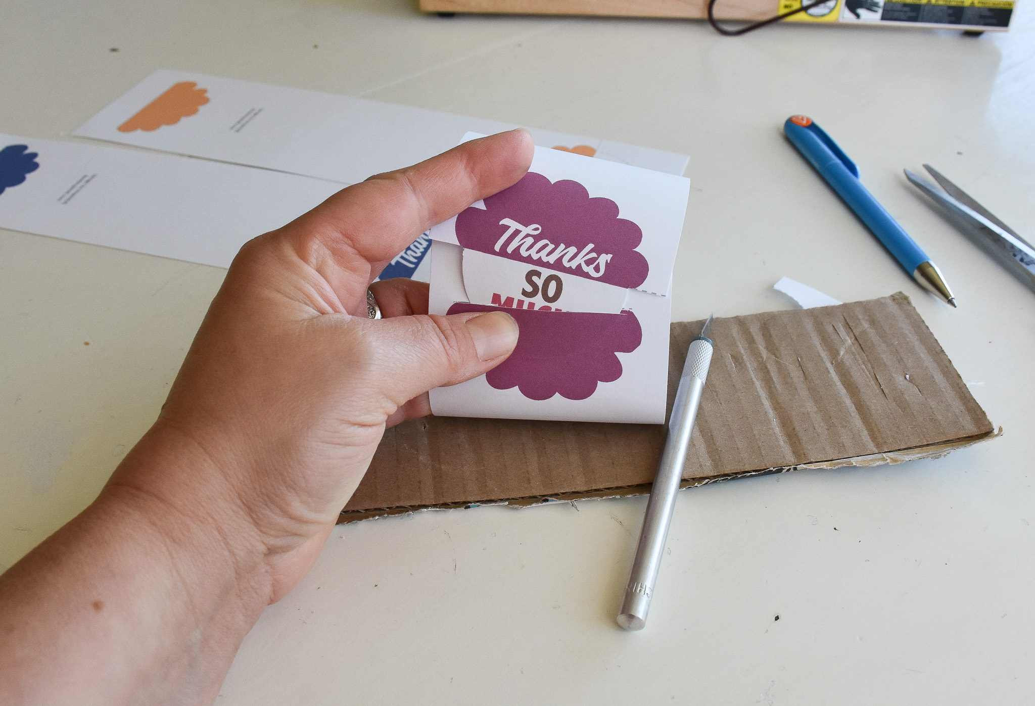 putting thank you cards together