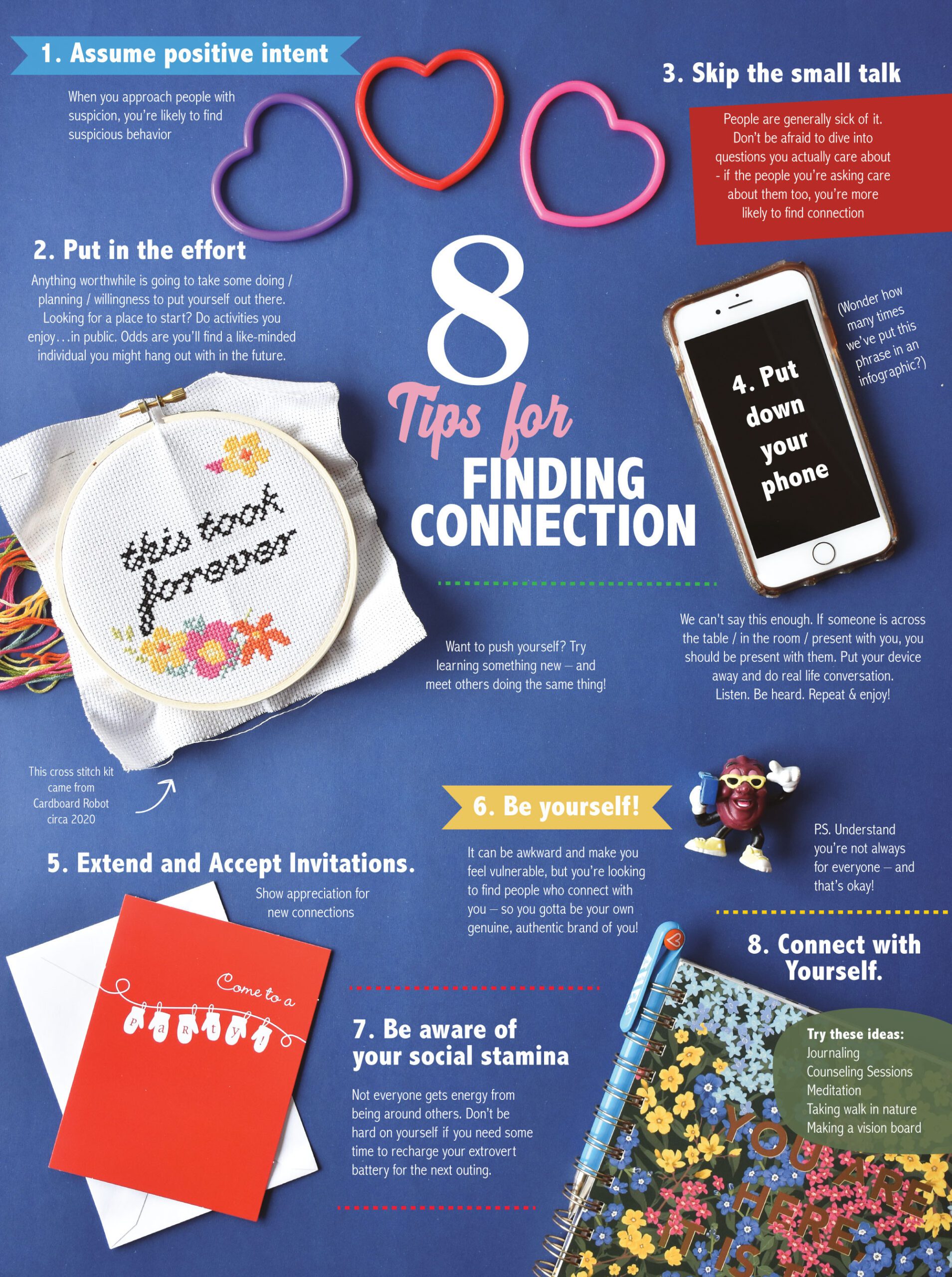 8 Tips for Finding Connection infographic